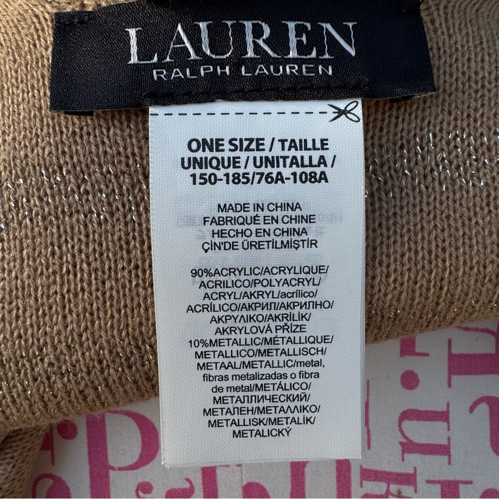 Lauren Ralph Lauren Black Label Gold‎ Metallic Kimono Wrap Reversible OS Sweater - Picture 8 of 12